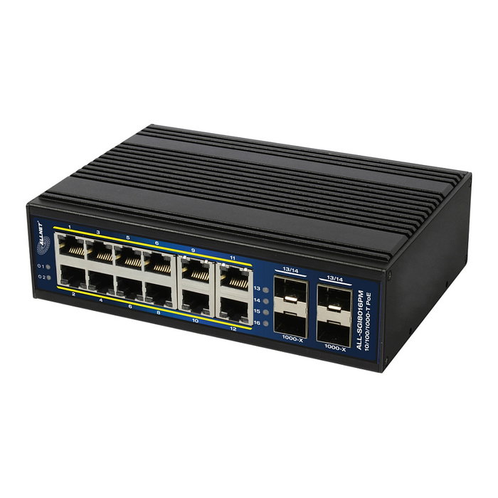 ALLNET ALL-SGI8016PM PoE+ Switch Gestionado Industrial Gigabit Ethernet 12 Puertos 10/100/1000 Mbps