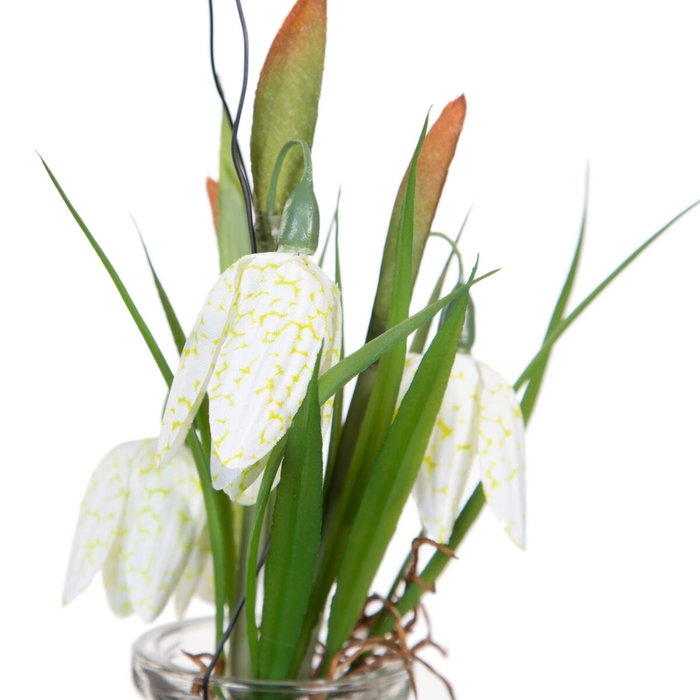 Ixia Planta Blanca Artificial de Decoración 7 x 7 x 20 cm (Pack de 4)