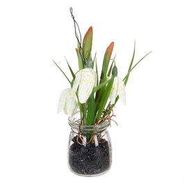 Planta Blanco Artificial Decoración 7 X 7 X 20 cm (Set de 4)