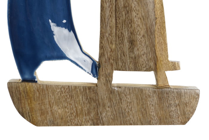 DKD Home Decor Decoración de Velero Azul en Madera de Mango
