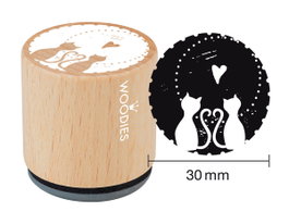 Woodies Sello de madera y caucho gatos 33x30mm