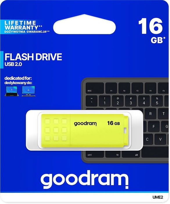 GOODRAM Pendrive UME2 16GB USB 2.0 Amarillo GOODRAM Pendrive UME2 16GB USB 2.0 Amarillo