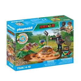 PLAYMOBIL Nido de Estegosaurio con LadrónIntrusón. El investigador atrapa con red. Huevos incluido. 71526. +4 años.