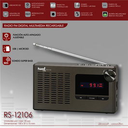 SAMI Radio FM Digital Multimedia Sleep con Alarma y Reloj