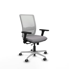 PIQUERAS Y CRESPO Silla de oficina Haches con mecanismo Sincro/Traslack, Gris y Blanco