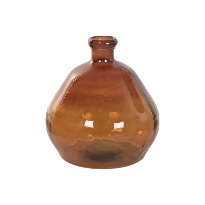 DKD Home Decor Jarrón de Cristal Reciclado Orgánico Ámbar