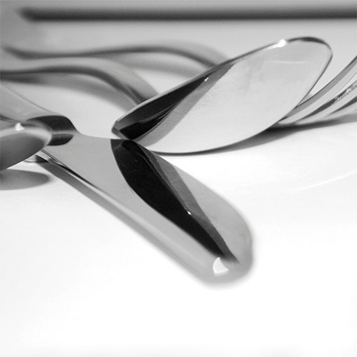 SUMMA Tenedor de Pastelería, Cubertería de Acero Inoxidable Pulido Espejo, Plata, 145 mm (Set de 12)