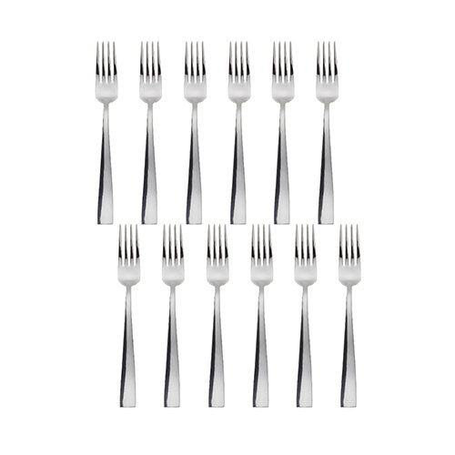 SUMMA Tenedor de Pastelería, Cubertería de Acero Inoxidable Pulido Espejo, Plata, 145 mm (Set de 12)
