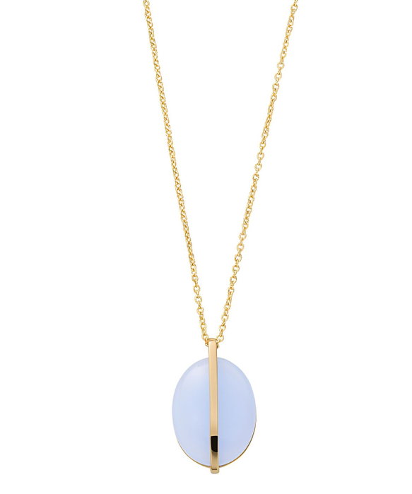 Skagen SKJ1578710 Collar de Acero Inoxidable con Vidrio Marino Azul, Dorado Skagen SKJ1578710 Collar de Acero Inoxidable con Vidrio Marino Azul, Dorado