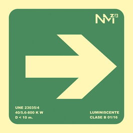 Archivo 2000 Señal Informativa Flecha Derecha PVC Verde Luminiscente 224x224 mm