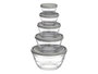 Vivalto Set 5 Fiambreras Redondas Gris 22x22x12cm Cristal 2.4L 1.1L 600ML 280ML 180ML (Set de 6)