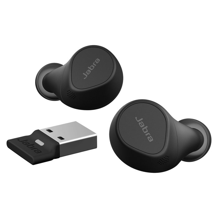 Jabra Evolve2 Buds USB-A MS Auriculares True Wireless Bluetooth 5.2 Cancelación de Ruido Activa Carga Inalámbrica Negr