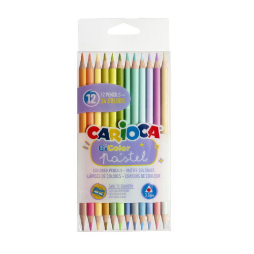 CARIOCA Lápices Bicolor Colores Pasteles con Cuerpo Triangular