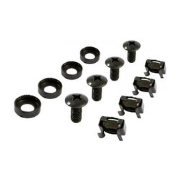 ALLNET Kit de montaje de tuercas de jaula y tornillos M6, 100 unidades, Negro
