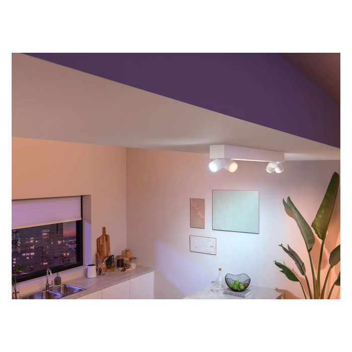 Philips Hue White & Color Ambiance Plafón Centris Spot, 4 Focos GU10, Luz Inteligente Bluetooth, Blanco, IP20, Compatible con Alexa y Google Assistant