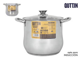 Inde Olla Acero Inoxidable con Tapa, 26 cm de Diámetro, Capacidad 12 Litros, Modelo New Neron (2 Unidades)