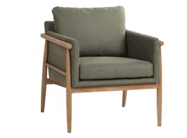 DKD Home Decor Butaca Horeca en Fresno con Poliéster, Color Verde, 73.5 x 70 x 71 cm - Pack de 2 Unidades