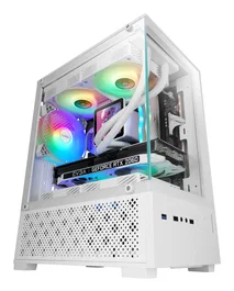 Mars Gaming Caja PC Gaming MC-SE2W MicroATX Minitorre Blanco - Paneles de Cristal Templado, Ventilador FRGB 120mm, Ventilación AirFlow Mesh, Soporte para Refrigeración Líquida