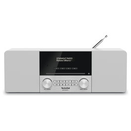 TechniSat Digitradio 3 - Radio digital personal DAB+/FM con Bluetooth 4.1, pantalla OLED, 20W, control remoto, color blanco/acero inoxidable, 230V