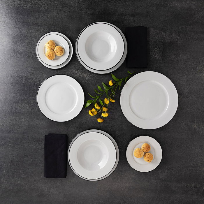 Plato Hondo Bidasoa Glacial Filo Blanco Cerámica Ø 23,5 cm (24 Unidades)