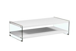 DKD Home Decor Mesa de Centro de Cristal Templado Blanco y Transparente