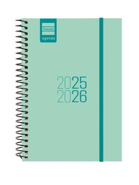 Agenda Escolar (2025-26) Finocam Espir Espiral Tapa Pp S/V Apais. E8 120X171 Con Goma Turquesa