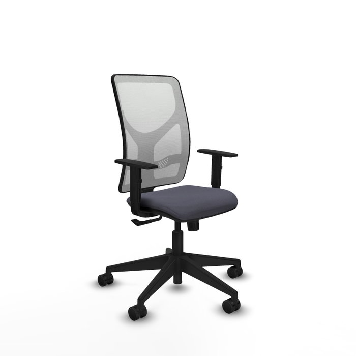 Silla de oficina Motilla con mecanismo Sincro tapizada con Tela color Gris oscuro y malla color Blanco. Equipada con lumbar 1D, Brazos 1D y Ruedas 65mm nailon Silla de oficina Motilla con mecanismo Sincro tapizada con Tela color Gris oscuro y malla color Blanco. Equipada con lumbar 1D, Brazos 1D y Ruedas 65mm nailon