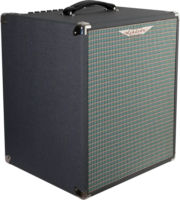 Ashdown UK-SBM-112-200 Amplificador Combo de Bajo 200W 1x12" Fabricado en Reino Unido con Overdrive, Salida DI y de Auriculares, Acabado Ice Blue Charcoal Tweed