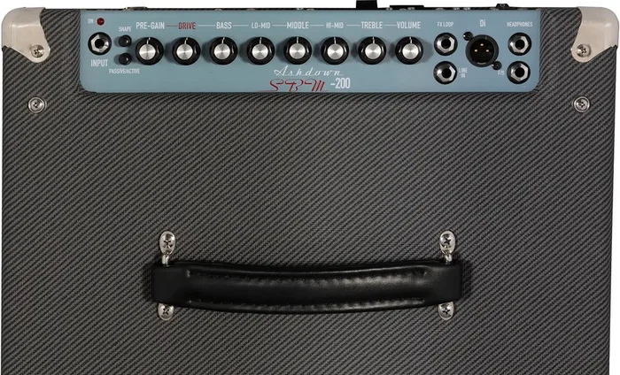 Ashdown UK-SBM-112-200 Amplificador Combo de Bajo 200W 1x12" Fabricado en Reino Unido con Overdrive, Salida DI y de Auriculares, Acabado Ice Blue Charcoal Tweed