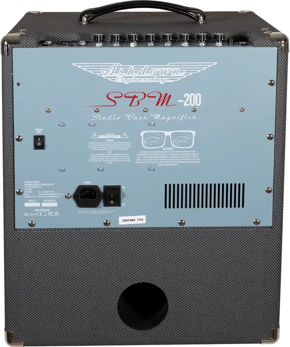 Ashdown UK-SBM-112-200 Amplificador Combo de Bajo 200W 1x12" Fabricado en Reino Unido con Overdrive, Salida DI y de Auriculares, Acabado Ice Blue Charcoal Tweed