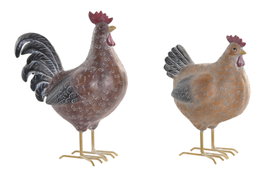 DKD Home Decor Figura de Gallina en Resina y Hierro, Surtido de 2 Unidades