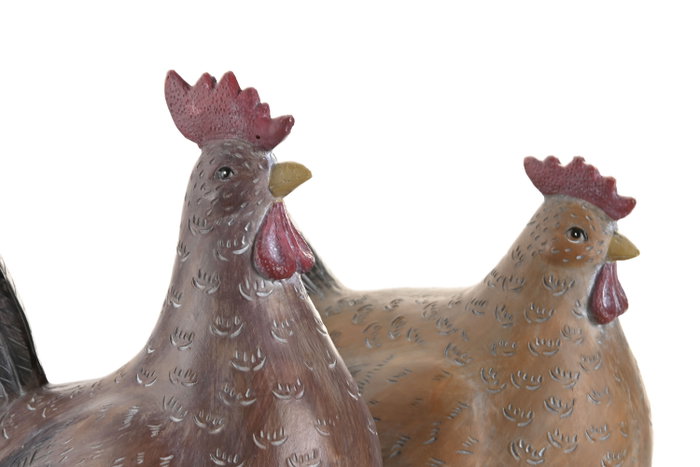 DKD Home Decor Figura de Gallina en Resina y Hierro, Surtido de 2 Unidades