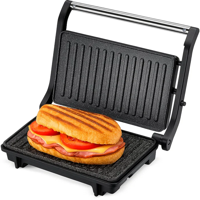 Grunkel GRL-MARBLE - Parrilla eléctrica de contacto 1000W, placas antiadherentes 23x14.5 cm, apertura 180°, acero inoxidable, bandeja de goteo, fácil de limpiar Grunkel GRL-MARBLE - Parrilla eléctrica de contacto 1000W, placas antiadherentes 23x14.5 cm, apertura 180°, acero inoxidable, bandeja de goteo, fácil de limpiar