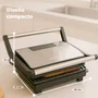 Grunkel GRL-MARBLE - Parrilla eléctrica de contacto 1000W, placas antiadherentes 23x14.5 cm, apertura 180°, acero inoxidable, bandeja de goteo, fácil de limpiar