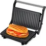 Grunkel GRL-MARBLE - Parrilla eléctrica de contacto 1000W, placas antiadherentes 23x14.5 cm, apertura 180°, acero inoxidable, bandeja de goteo, fácil de limpiar