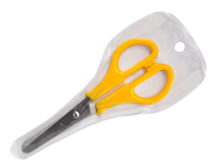 Liderpapel Tijera PS-52-D con Funda, 14 cm, Puntas Redondeadas, Acero Inoxidable, Mango Plástico, Colores Surtidos, Uso Hogar y Oficina