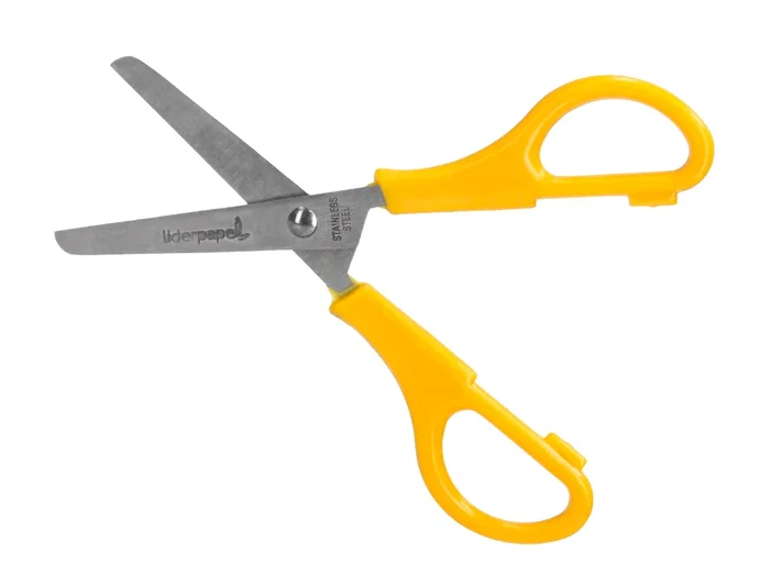 Liderpapel Tijera PS-52-D con Funda, 14 cm, Puntas Redondeadas, Acero Inoxidable, Mango Plástico, Colores Surtidos, Uso Hogar y Oficina