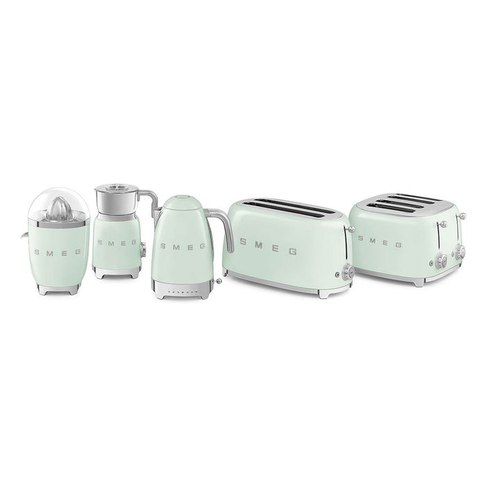 Smeg TSF02PGEU Tostador de 4 Rebanadas, 1500 W, Acero Inoxidable, Color Verde Pastel, con Función Descongelar y Recalentar