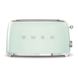 Smeg TSF02PGEU Tostador de 4 Rebanadas, 1500 W, Acero Inoxidable, Color Verde Pastel, con Función Descongelar y Recalentar