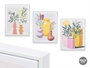 Giftdecor Cuadro Lienzo Marco Blanco Jarrones Colores Surtidos 40x50x3 cm (Set de 3)