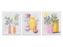Giftdecor Cuadro Lienzo Marco Blanco Jarrones Colores Surtidos 40x50x3 cm (Set de 3)