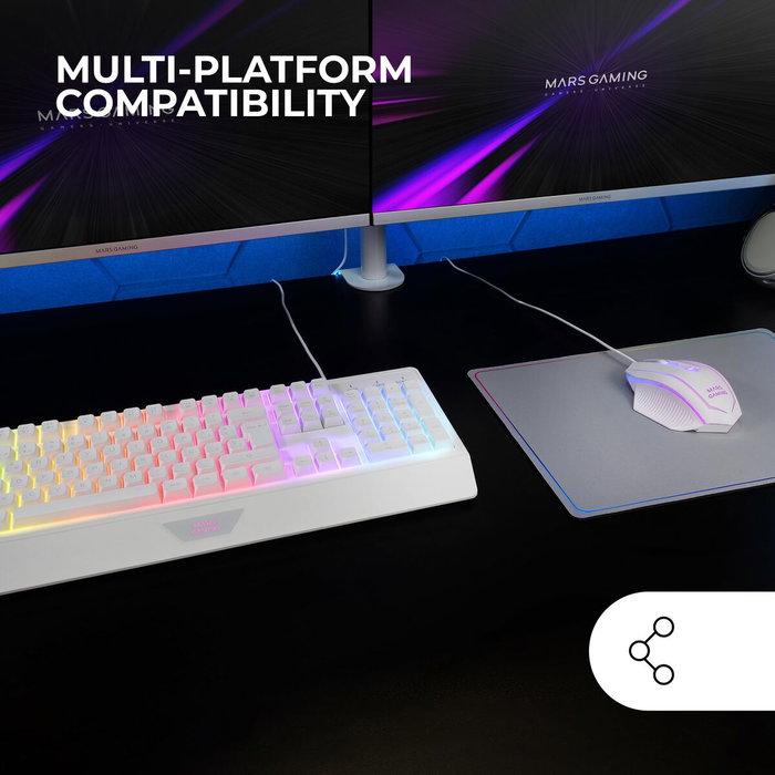 Mars Gaming Pack Gaming MCP124 Teclado H-Mech, Ratón Óptico y Alfombrilla Blanco Mars Gaming Pack Gaming MCP124 Teclado H-Mech, Ratón Óptico y Alfombrilla Blanco