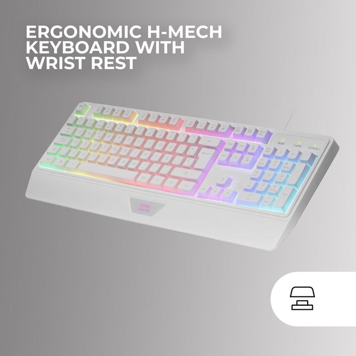 Mars Gaming Pack Gaming MCP124 Teclado H-Mech, Ratón Óptico y Alfombrilla Blanco Mars Gaming Pack Gaming MCP124 Teclado H-Mech, Ratón Óptico y Alfombrilla Blanco