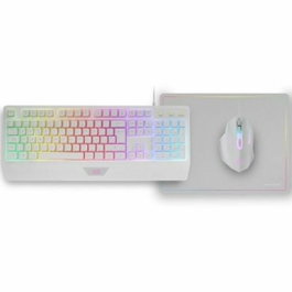 Mars Gaming Pack Gaming MCP124 Teclado H-Mech, Ratón Óptico y Alfombrilla Blanco