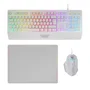 Mars Gaming MCP124W Pack Gaming 3en1 - Teclado H-Mech en Español con RGB + Ratón Óptico 3200 DPI + Alfombrilla Nanotextil Rainbow - Blanco