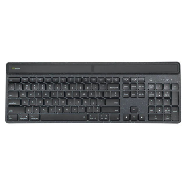 Targus AKB868ES Teclado Inalámbrico Bluetooth EcoSmart con Panel Solar, Retroiluminado, Antimicrobiano, Negro, Carga USB-C Targus AKB868ES Teclado Inalámbrico Bluetooth EcoSmart con Panel Solar, Retroiluminado, Antimicrobiano, Negro, Carga USB-C