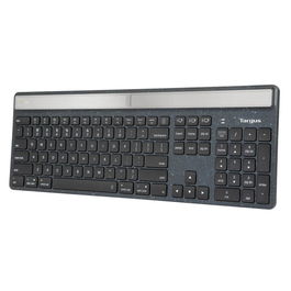 Targus AKB868ES Teclado Inalámbrico Bluetooth EcoSmart con Panel Solar, Retroiluminado, Antimicrobiano, Negro, Carga USB-C