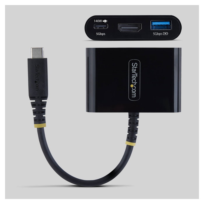StarTech Dock Hub Multipuertos USB-C a HDMI 140W 4K60Hz Negro StarTech Dock Hub Multipuertos USB-C a HDMI 140W 4K60Hz Negro