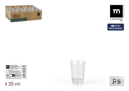 La Mediterranea Vaso Chupito 35ml, Alto 5.8 cm, Ancho 4 cm, Largo 4 cm (24 Unidades)
