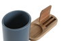 DKD Home Decor Bote Utensilios Basicos Azul Blanco Dolomita Acacia 9.5 x 18.5 x 20 cm (4 Unidades)